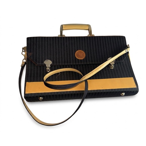 Fendi Other - Rare! Flawed! Vtg Fendi sas Roma Striped Pequin Briefcase Satchel Bag Canvas